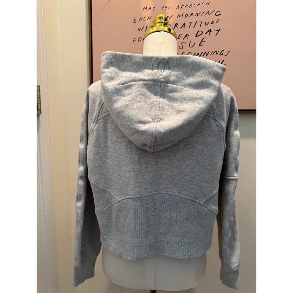 Lululemon‎ Scuba Hoodie Half Zip Cropped Gray Size M/L Oversized Funnel Neck - Picture 3 of 10